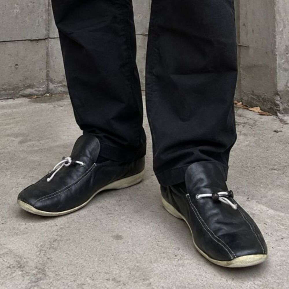 Vintage Y2K Prada Sport Black Leather Toggle Loafers Shoes  Mens Size EU 38.5